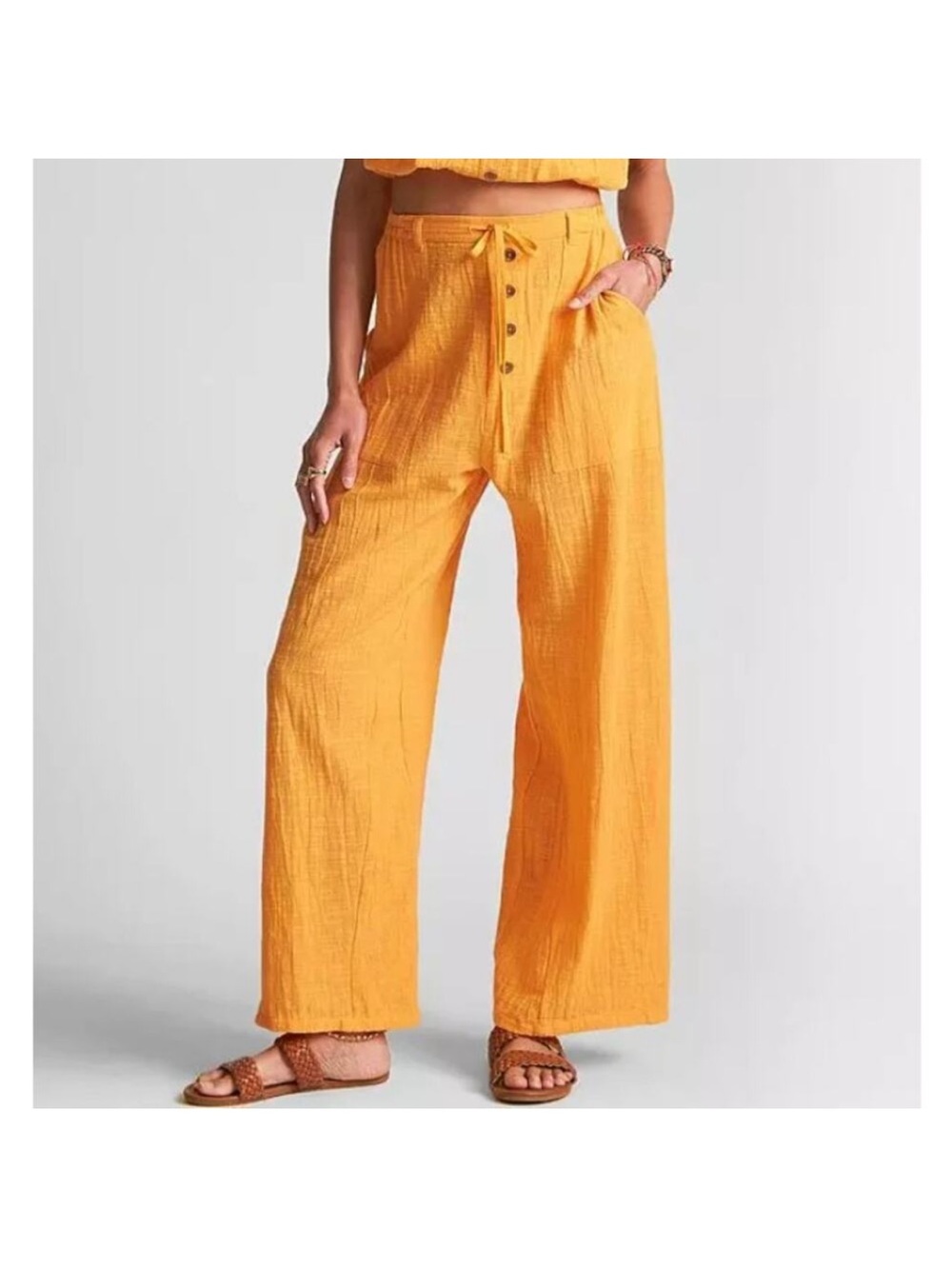 Billabong Sunburst Wide-Leg Button Front Pants